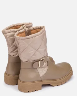 Botte à Cheville Plate BERNA-003 Beige
