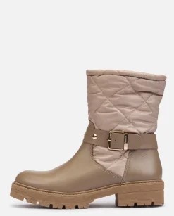 Botte à Cheville Plate BERNA-003 Beige