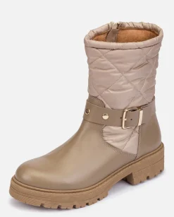 Botte à Cheville Plate BERNA-003 Beige